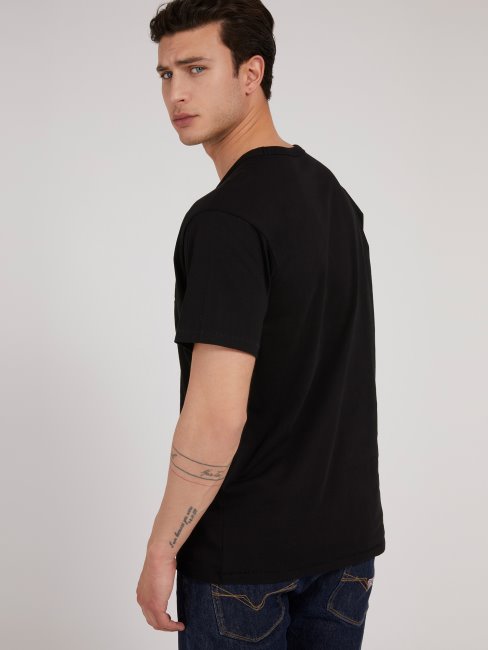 T-shirt Guess Imprimé Devant Noir Nouvelle Tendance