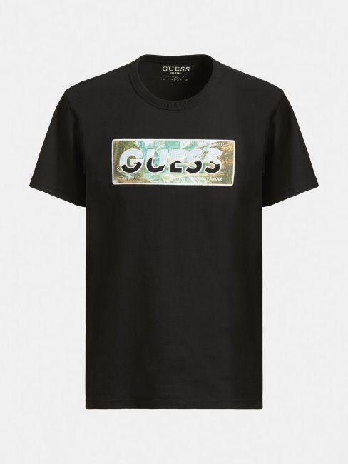 T-shirt Guess Imprimé Devant Noir Nouvelle Tendance