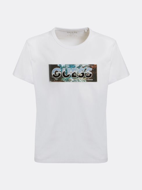 T-shirt Guess Blanc Imprimé Sur Le Devant