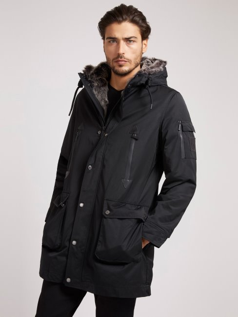 Guess Parka Poches Devant Noir