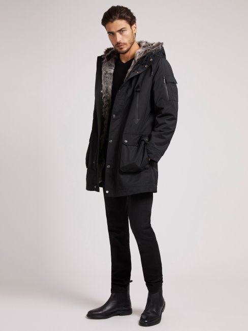 Guess Parka Poches Devant Noir