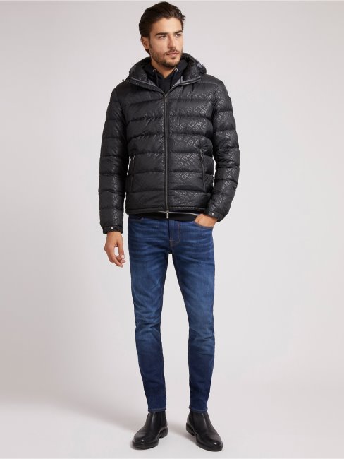 Doudoune Matelassée à Capuche Noire Guess