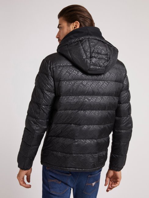 Doudoune Matelassée à Capuche Noire Guess