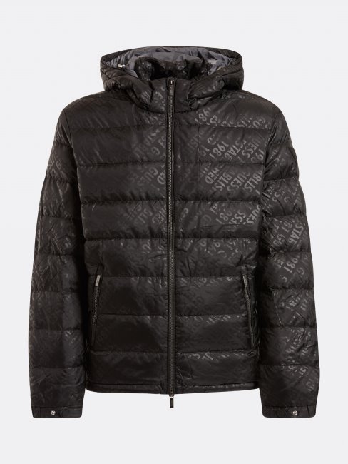 Doudoune Matelassée à Capuche Noire Guess