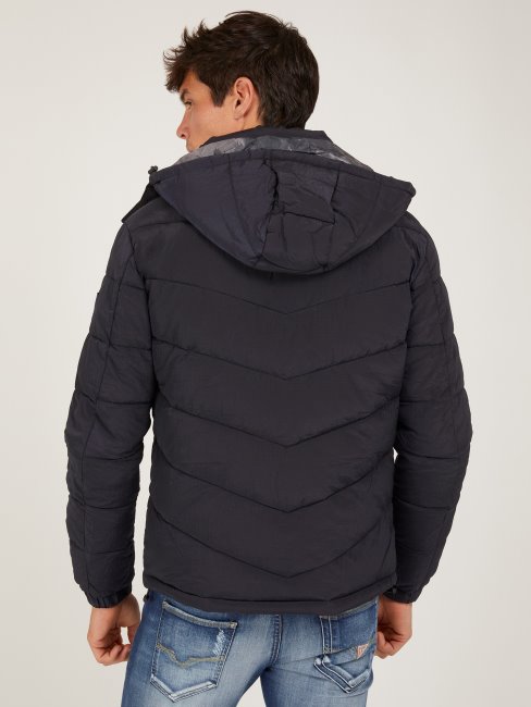 Doudoune Bleue Avec Capuche Guess