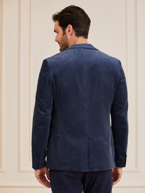 Blazer En Velours Côtelé Bleu Marciano Guess
