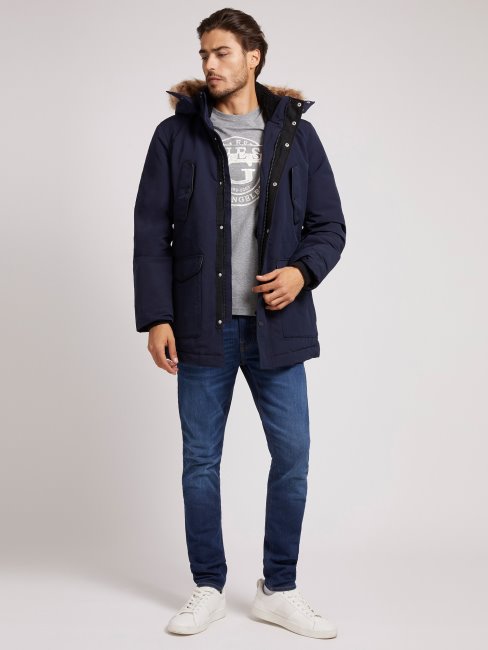 Doudoune Matelassée à Capuche Guess Bleu