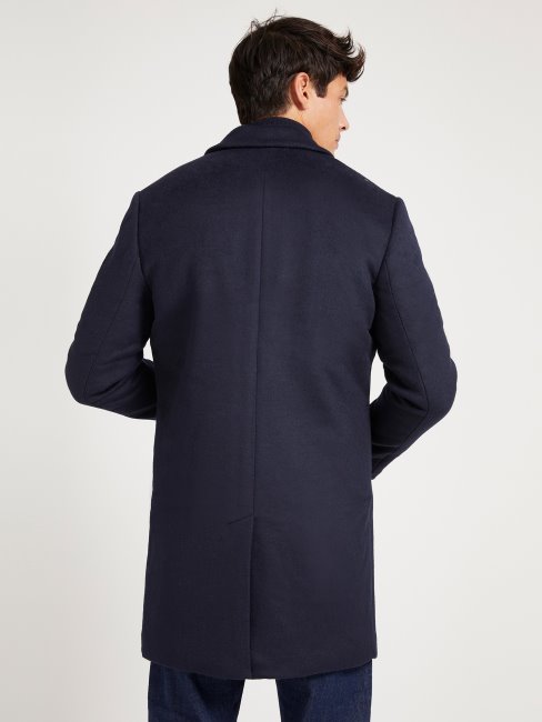 Guess Manteau Bleu Multi Laine Mélangée