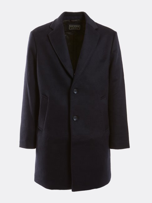 Guess Manteau Bleu Multi Laine Mélangée