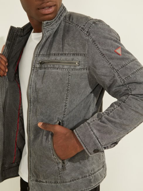 Veste Biker Matelassée Guess Gris Foncé