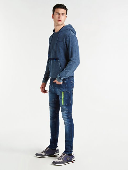 Pantalon Denim Coupe Skinny Bleu Avec Fermeture éclair Guess