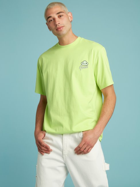 Tee Shirt Guess Vert Imprimé Placé