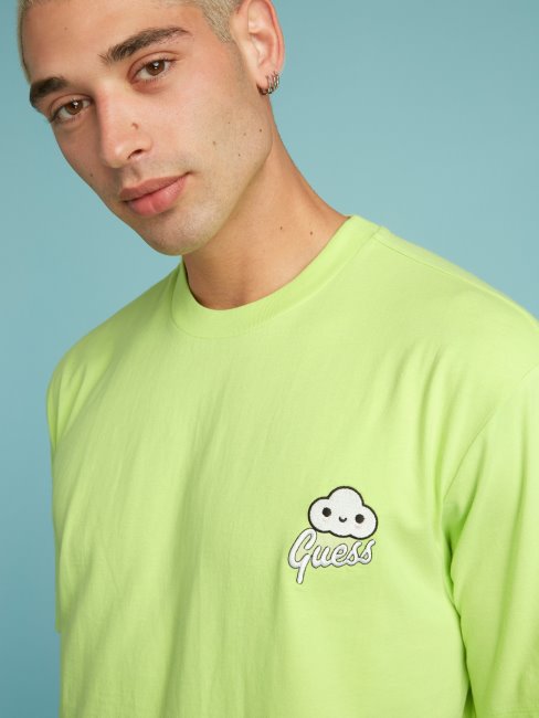 Tee Shirt Guess Vert Imprimé Placé