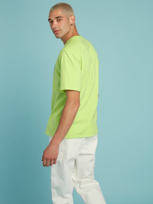 Tee Shirt Guess Vert Imprimé Placé