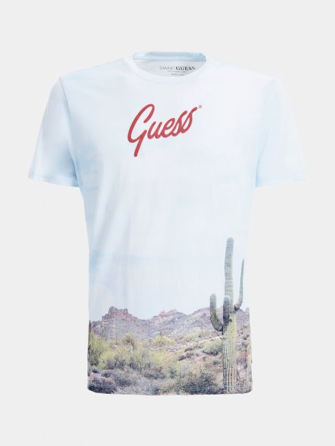 T-shirt Imprimé All-over Blanc Multi Guess