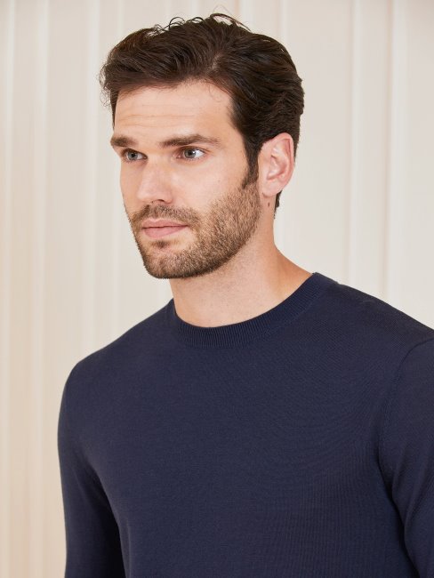 Guess Bleu Pull En Laine à Col Rond Marciano