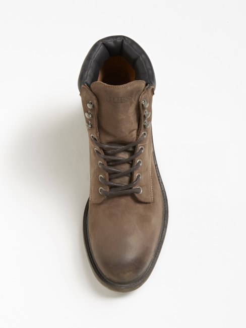 Laion Bottine En Cuir Véritable Marron Guess