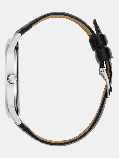 Montre Analogique En Cuir Véritable Guess Blanc