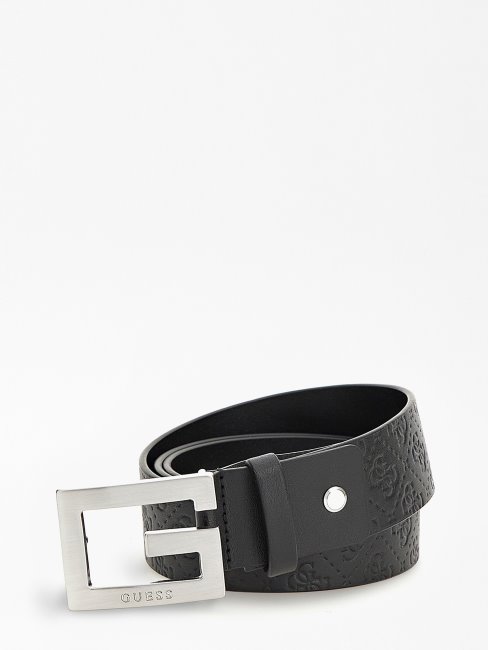 Ceinture En Cuir Véritable Noir Guess