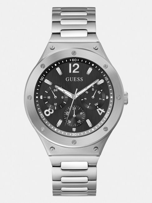 Montre Multifonctions En Acier Inoxydable Guess Noir Nouvelle Tendance