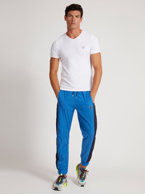 Tee Shirt Guess Triangle Logo Blanc Nouvelle Tendance