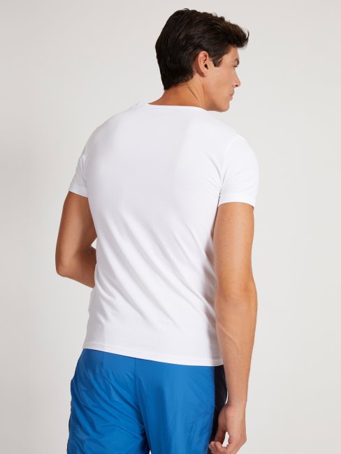 Tee Shirt Guess Triangle Logo Blanc Nouvelle Tendance