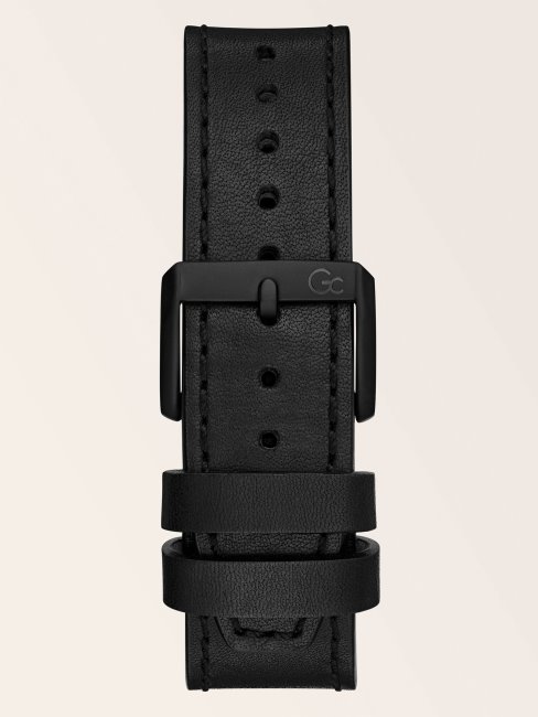 Gc Montre Chronographe En Cuir Véritable Guess Noir