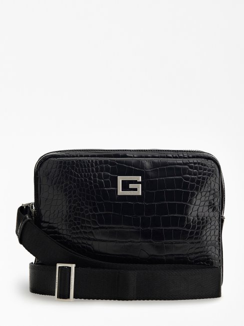 Sac à Bandoulière Guess Calabria Noir Imprimé Croco