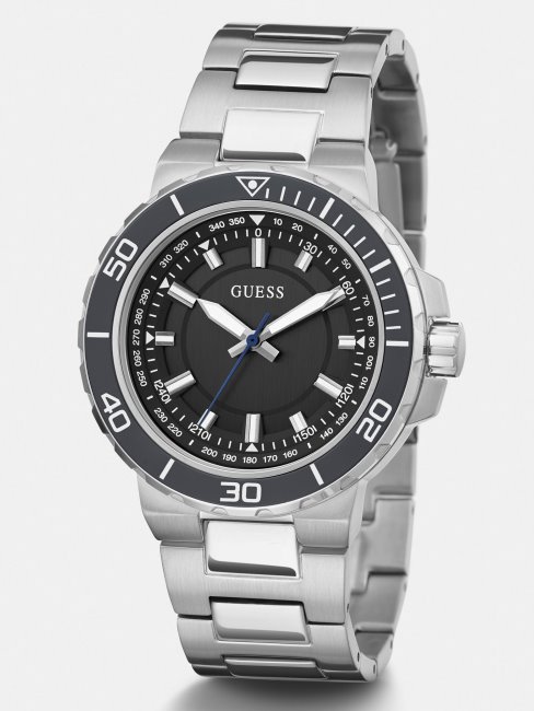 Montre Analogique En Acier Inoxydable Guess Noir