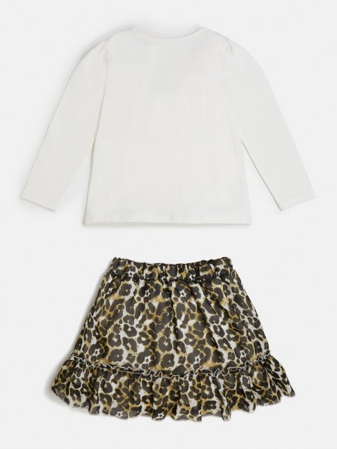 Guess Ensemble T-shirt Et Jupe Imprimé Animalier Blanc