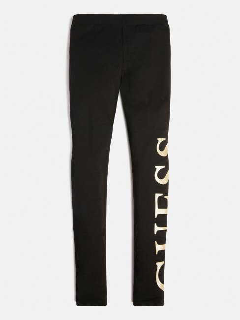 Guess Legging Noir Avec Logo Sur Le Devant