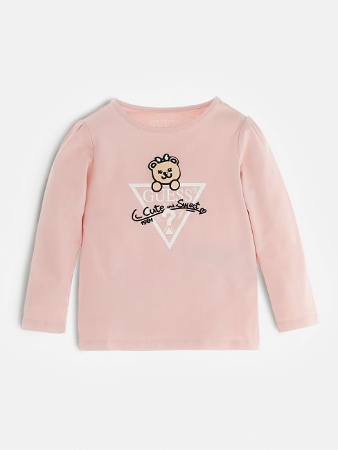 T-shirt Guess Imprimé Sur Le Devant Rose