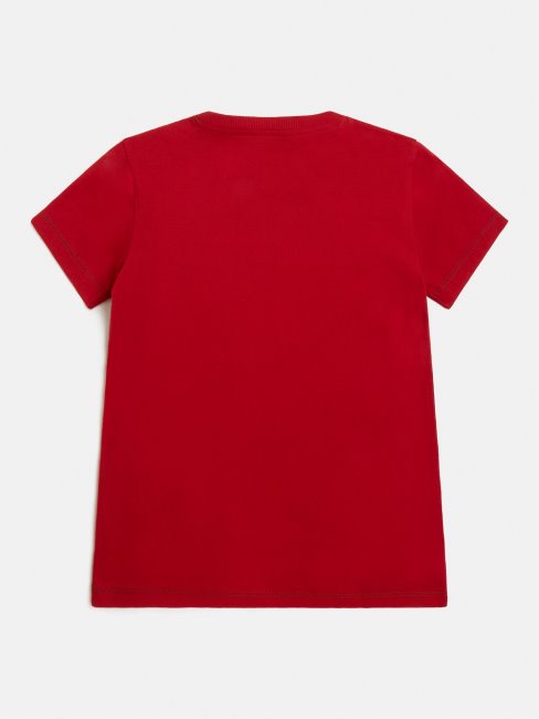 Tee Shirt Guess Rouge Avec Logo Sur Le Devant