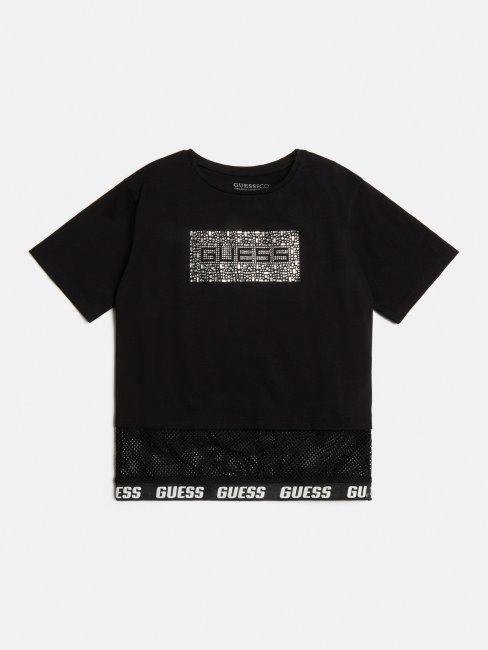 T-shirt Empiècement Mesh Guess Noir