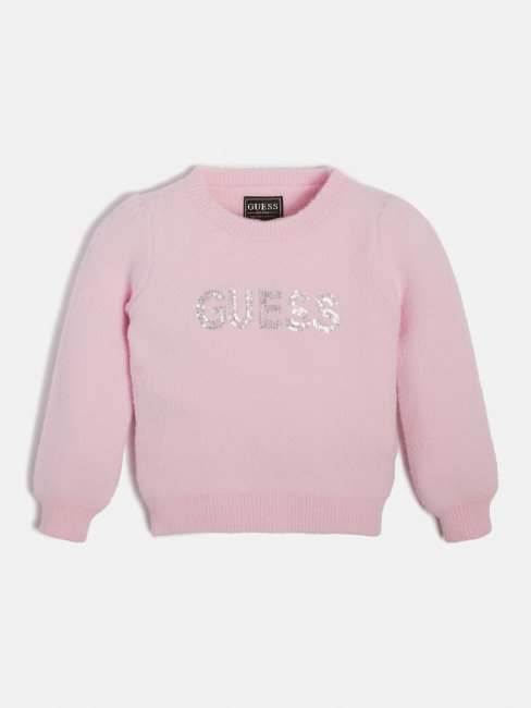 Pull Guess Logo Rose Sur Le Devant