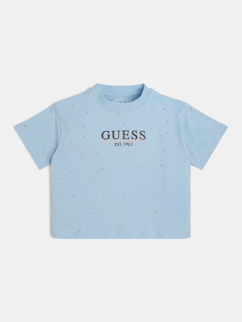 Tee Shirt Logo Devant Guess Bleu Clair