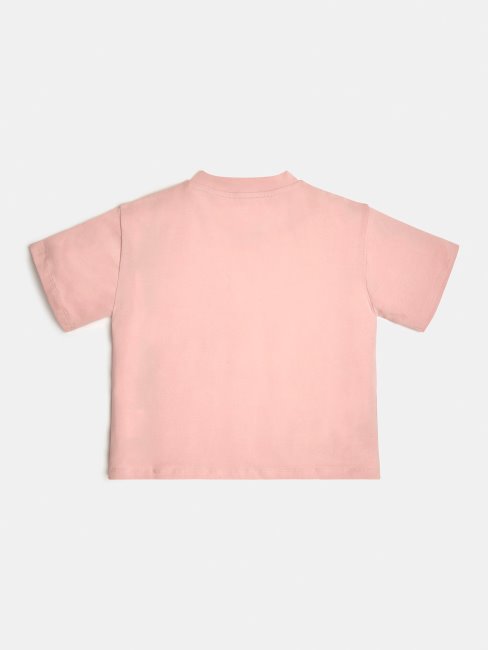 Tee Shirt Guess Rose à Logo Sur Le Devant