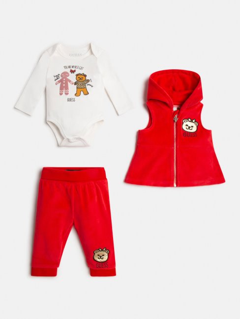 Guess Chenille Gilet Corps Pantalon Ensemble Rouge