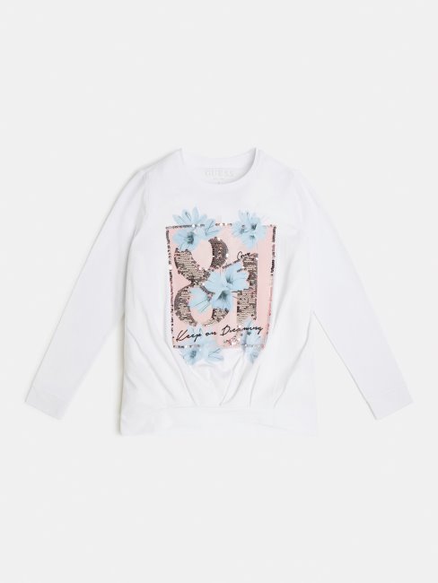 T-shirt Blanc Imprimé Sur Le Devant Guess New Trend