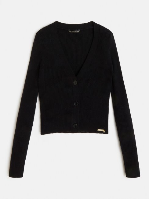 Guess Cardigan Noir En Viscose Mélangée