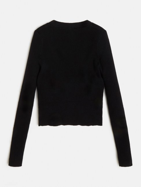 Guess Cardigan Noir En Viscose Mélangée