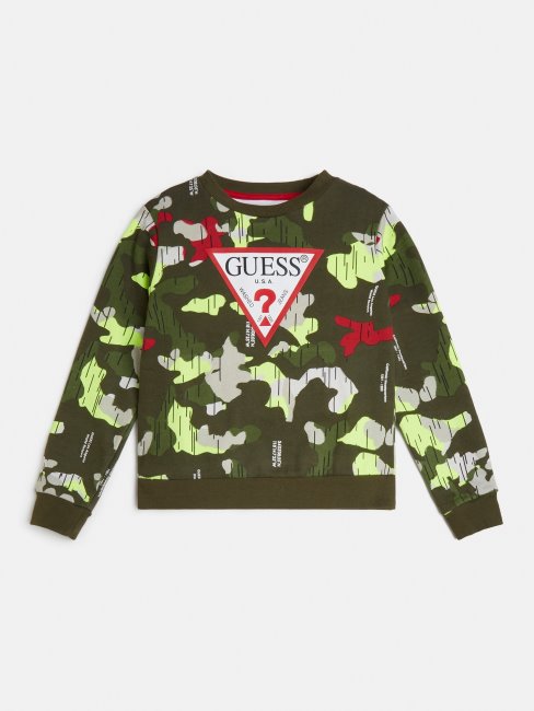 Sweat Imprimé All Over Guess Vert Multi Nouvelle Tendance