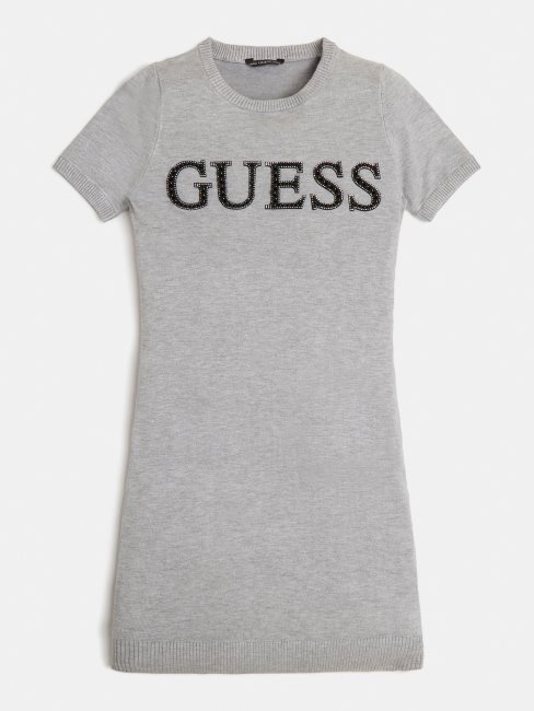 Robe Grise à Logos Multiples Sur Le Devant