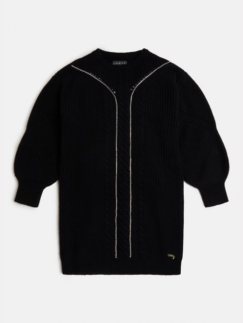 Robe Pull En Laine Mélangée Noir Guess