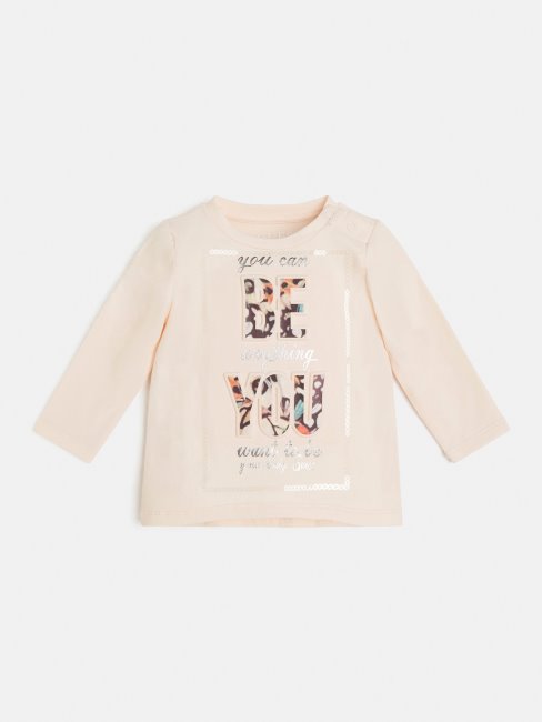 T-shirt Embossé Devant Guess Rose Clair