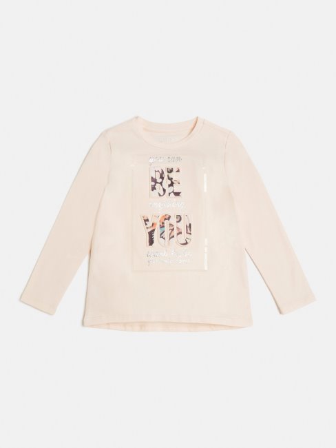 T-shirt Embossé Devant Guess Rose Clair