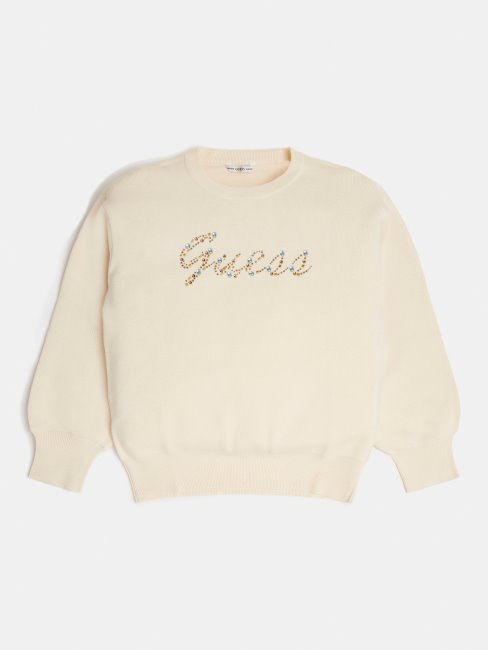 Pull à Logo Sur Le Devant Cream Guess
