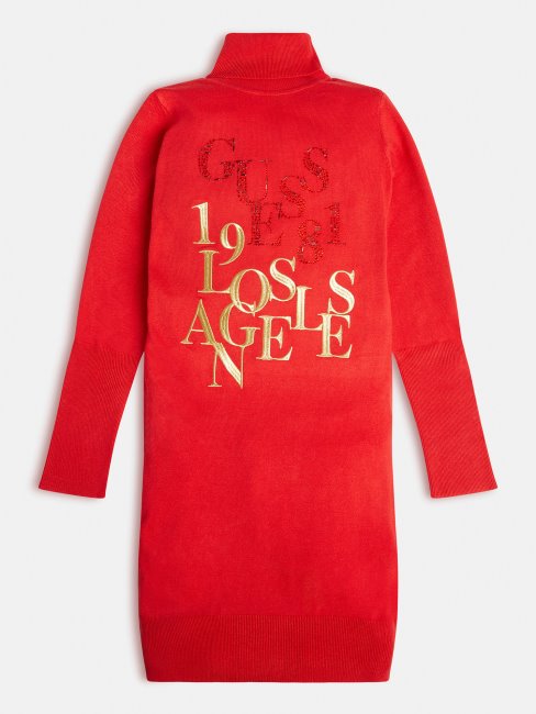 Robe Pull Guess Rouge à Logo Sur Le Devant