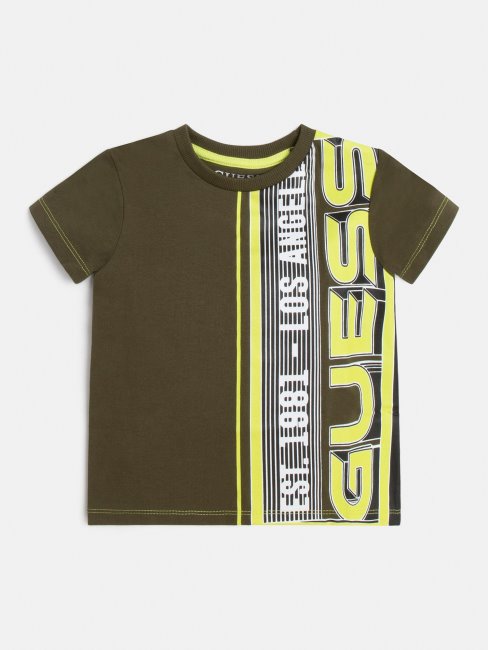 Tee Shirt Guess Vert Logo Sur Le Devant Nouvelle Tendance