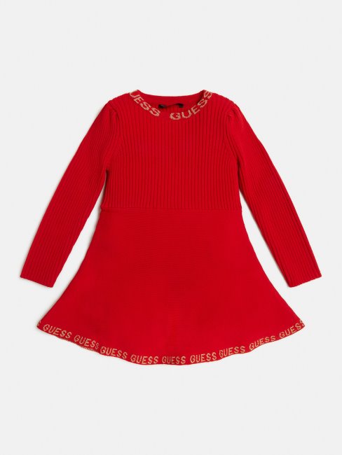 Robe Pull Ajustée Et évasée Rouge Guess